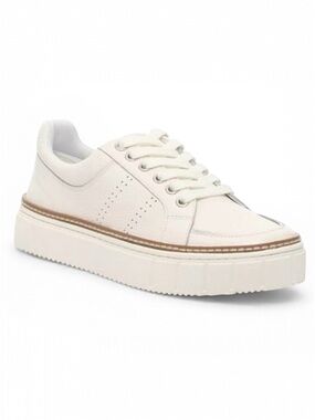 Vince Camuto Cream Platform Leather Sneaker with Brown Trim Size 8